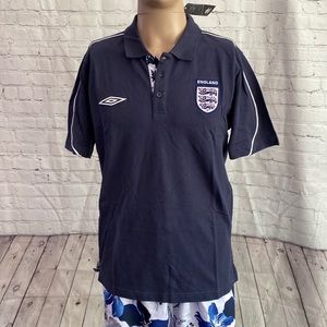 Vintage Umbro 2008 England football pre-match polo shirt Lg